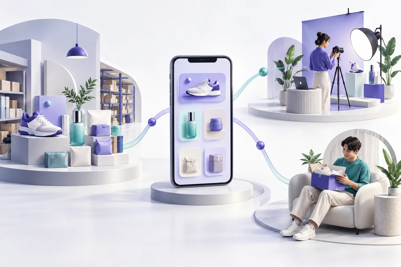 Concept illustration BuyXShare: BuyXShare connects buyers, suppliers, and affiliates within one commerce ecosystem.