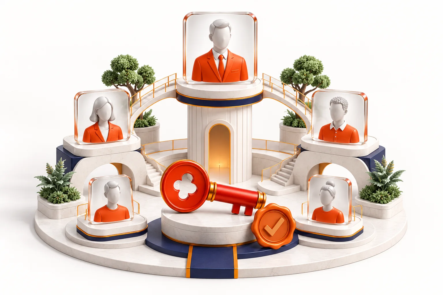Concept illustration IAM: Work reaches the right people