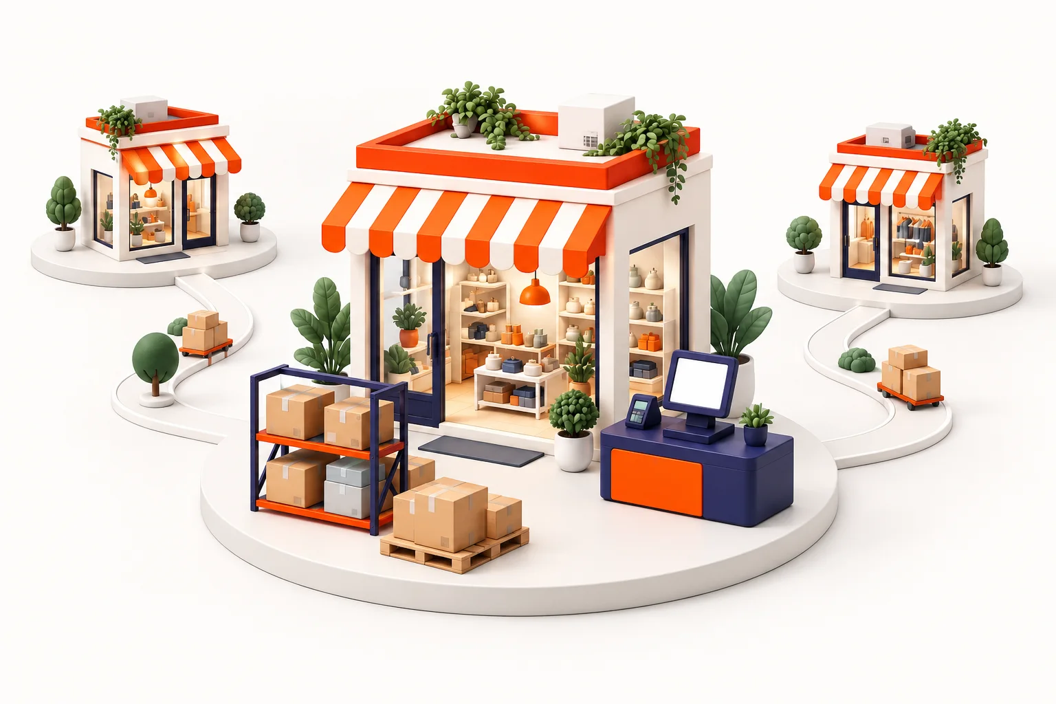 Concept illustration Retail: Track work on one platform