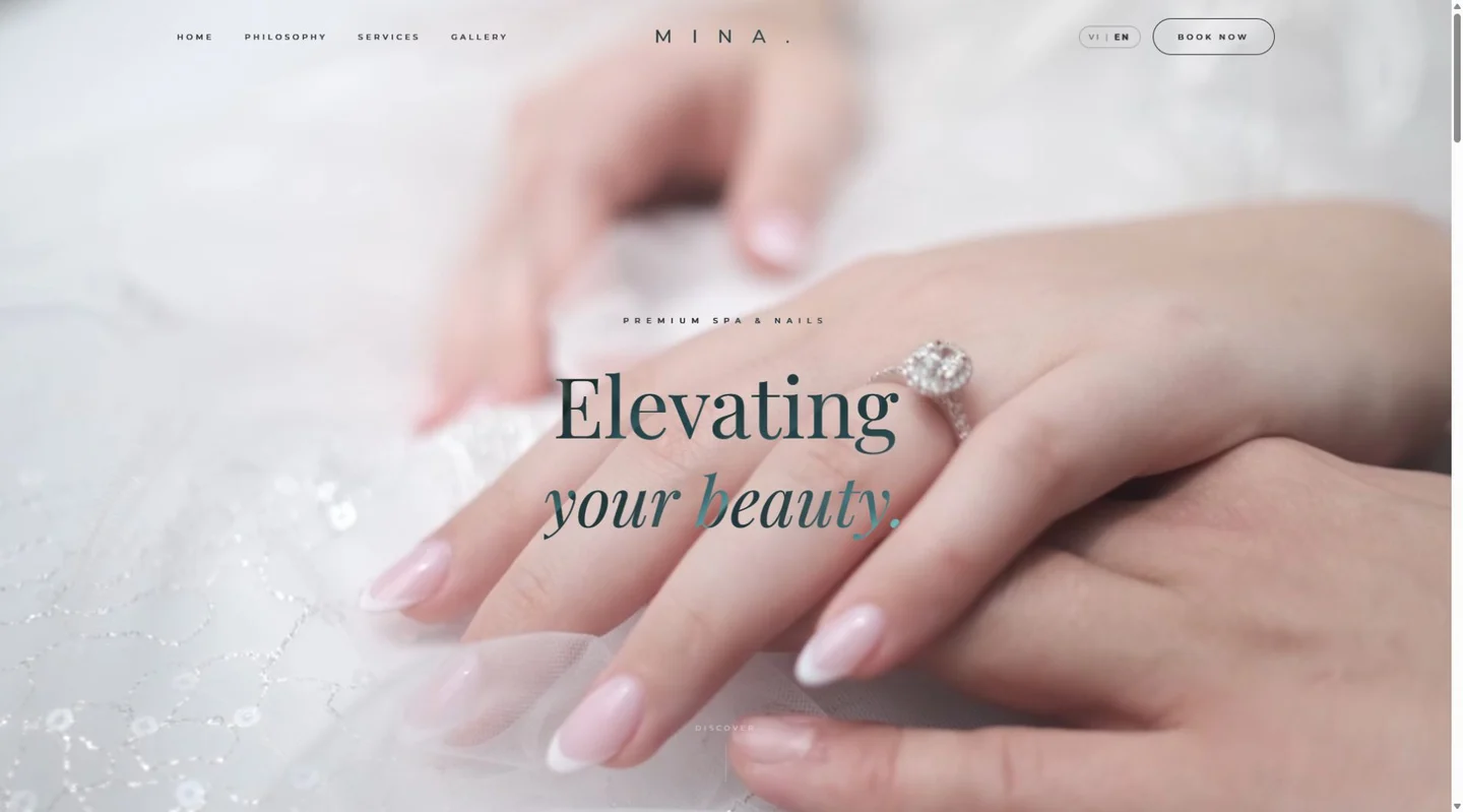 Website interface Mina Nails & Beauty