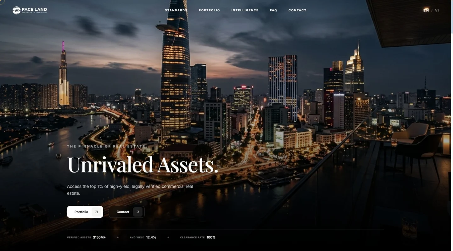Website interface Pace Land