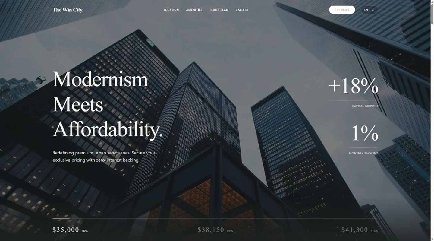 Website interface The Win City